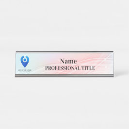 Placa de nombre plateado de personalizable con log