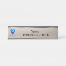 Placa de nombre plateado de personalizable con log