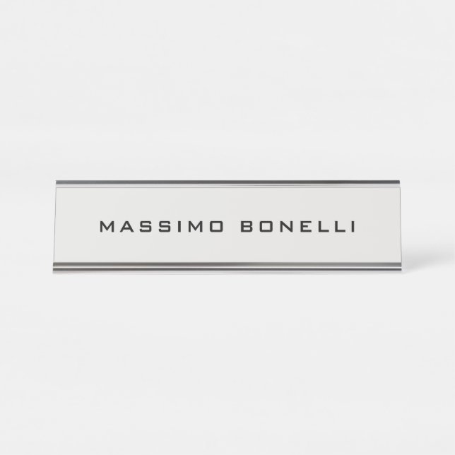 Placa De Nombre Platinum Grey Minimalist Plain Legible Modern (Anverso)