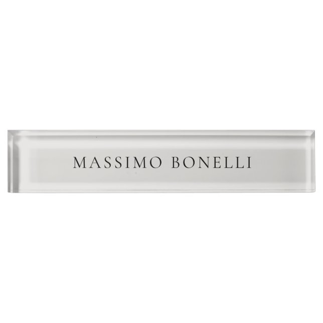 Placa De Nombre Platinum Grey Minimalist Plain Modern (Anverso)