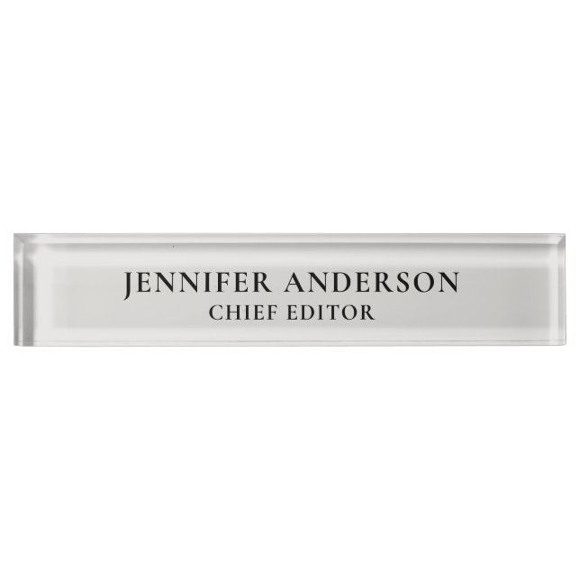 Placa De Nombre Platinum Grey Professional Modern Plain Minimalist (Anverso)