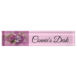 Placa De Nombre Plato de nombres elegante del Rose Bouquet Desk