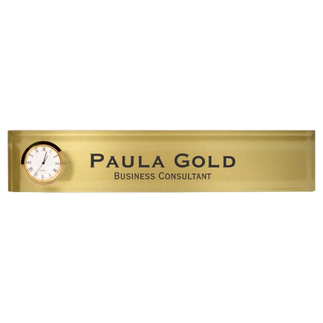Placa De Nombre Plato de oro con reloj (Anverso)