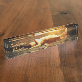 Placa De Nombre Playa de la luna de sirena y océano