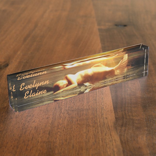 Placa De Nombre Playa de la luna de sirena y océano (Lateral)