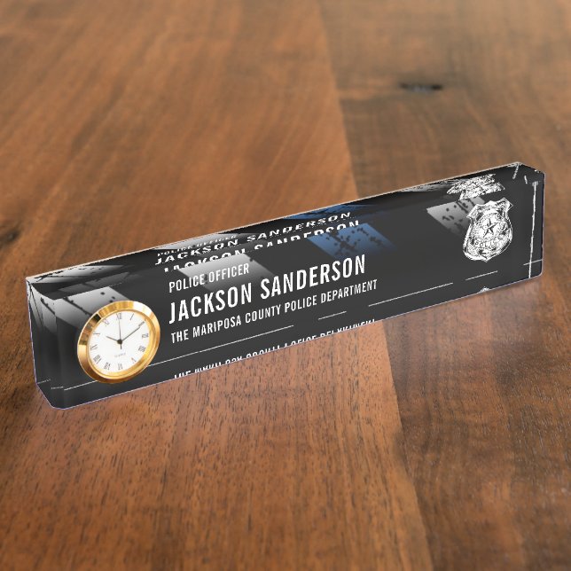 Placa De Nombre Police Department Officer Thin Blue Line Logo (Lateral)