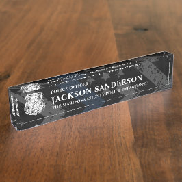 Placa De Nombre Police Department Thin Blue Line Logo Officer