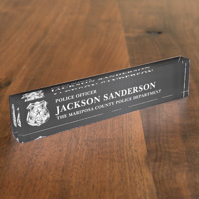 Placa De Nombre Police Officer Department Law Enforcement Logo (Lateral)