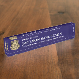 Placa De Nombre Police Officer Department Thin Blue Line Badge