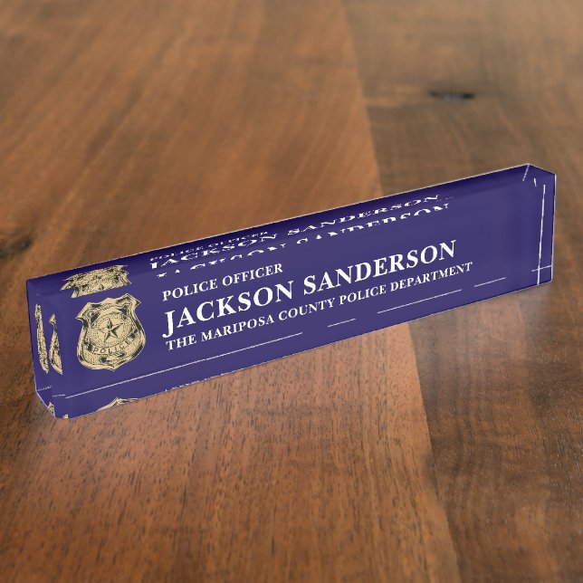 Placa De Nombre Police Officer Department Thin Blue Line Badge (Lateral)