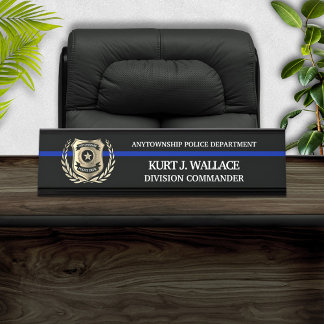 Placa De Nombre Policía delgada de la Línea Azul