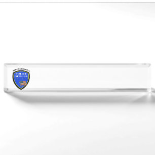 Placa De Nombre Policía que sirve orgulloso