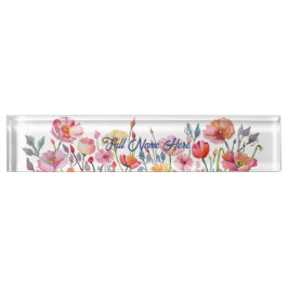 Placa De Nombre Poppies on Parade Personalized Desk Nameplate