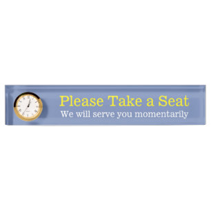 Placa De Nombre "Por favor, tome asiento"