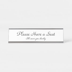 Placa De Nombre "Por favor, tome un asiento"