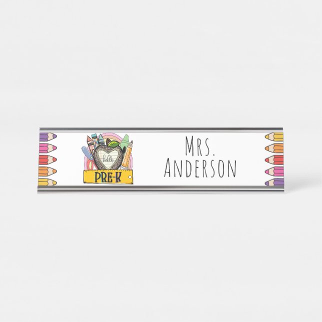 Placa De Nombre Pre-K, Hello Pre K (Anverso)