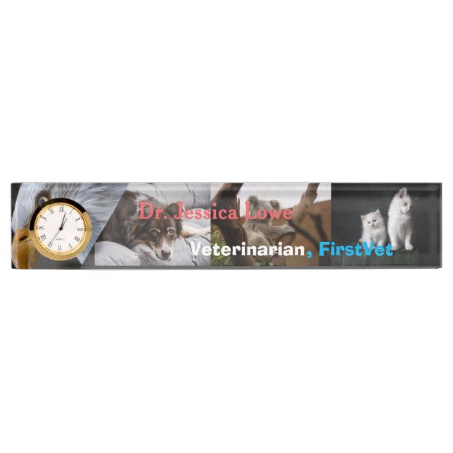 Placa De Nombre Primer y mejor cuidado veterinario acrílico (Anverso)