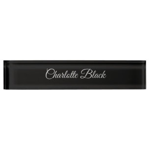 Placa De Nombre Profesional blanco del negro clásico de la