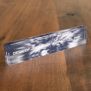 Placa De Nombre Profesional de Ciencia Ficción Azul