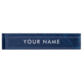 Placa De Nombre Profesional de tecnología azul moderna personaliza