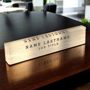Placa De Nombre Profesional elegante Gold Classy Business