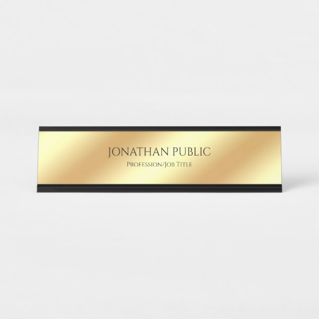 Placa De Nombre Profesional elegante moderno de la mirada del oro (Anverso)