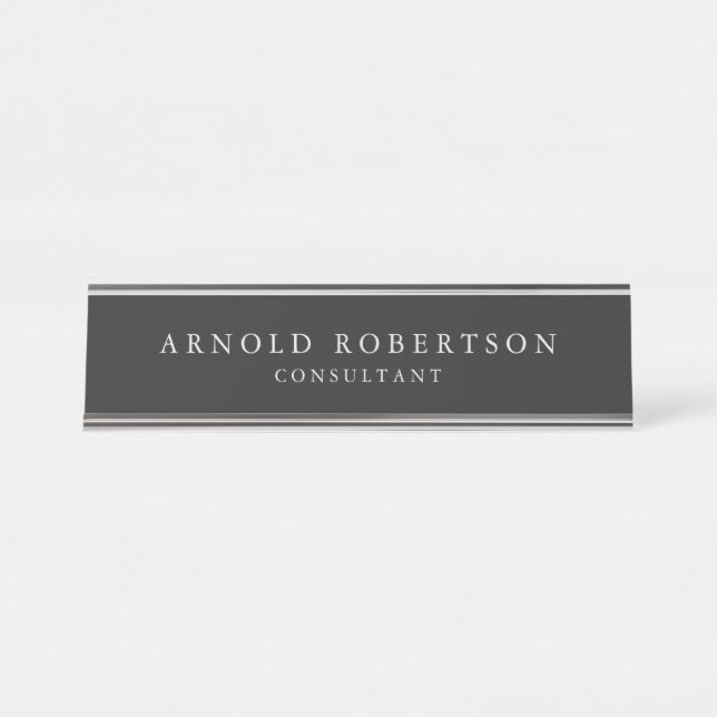 Placa De Nombre Profesional Gris Moderno minimalista (Anverso)