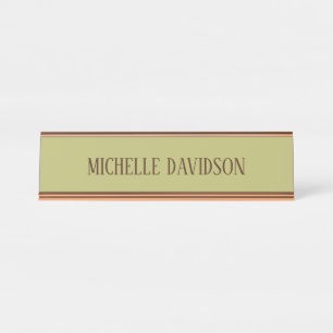 Placa De Nombre Profesional Moderno Minimalista Llanto Olive Green