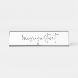 Placa De Nombre Profesional Moderno Negro Blanco Simple Negocios