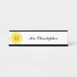 Placa De Nombre Profesor Cara de Sonrisa Solar Personalizada 