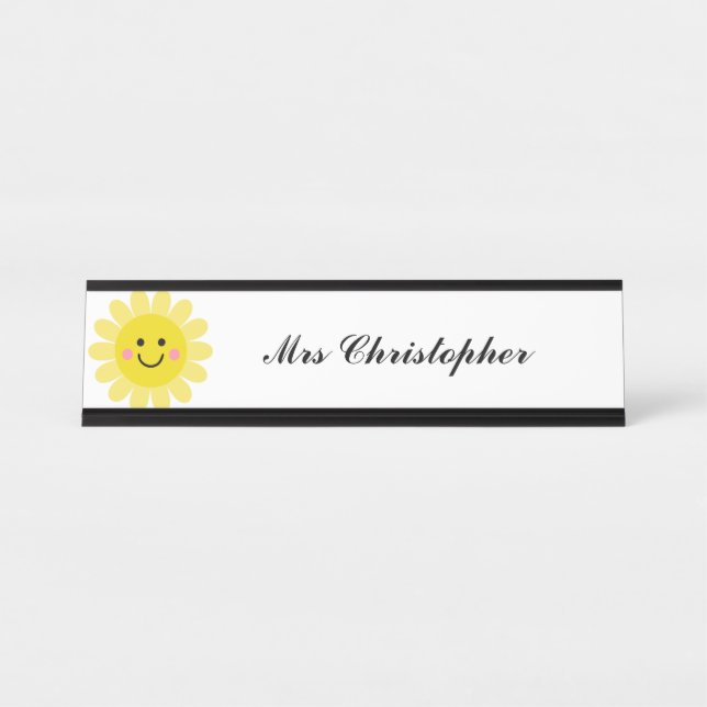 Placa De Nombre Profesor Cara de Sonrisa Solar Personalizada  (Anverso)