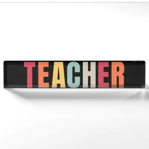 Placa De Nombre PROFESOR con letras coloridas