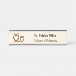 Placa De Nombre Profesor de filosofía de sabio búho