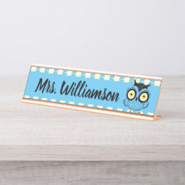 Placa De Nombre Profesor Educador Bibliotecario Lechuza Profesiona