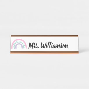 Placa De Nombre Profesor educador profesional arcoiris