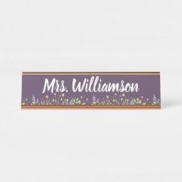 Placa De Nombre Profesor Educador Profesional Floral