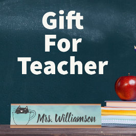 Placa De Nombre Profesora Educadora Profesional Cat Kitten