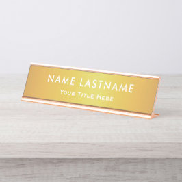 Placa De Nombre Professional Modern Black and Gold Office