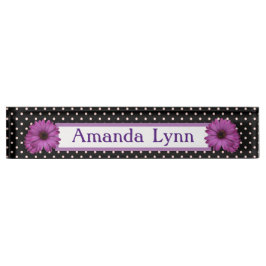 Placa De Nombre Puntos de Polka y Daisies