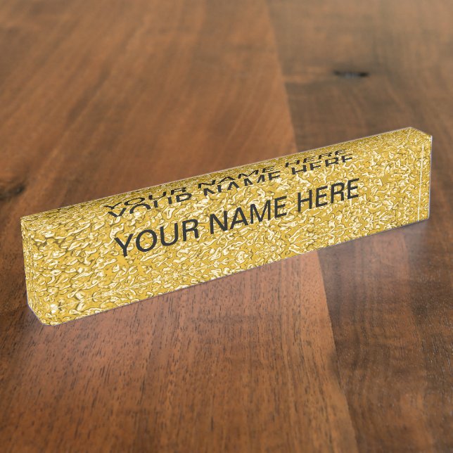 Placa De Nombre PURE GOLD Splatt Pattern + tu texto (Lateral)
