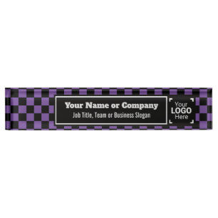 Placa De Nombre Púrpura y negra comprobada - Estilo de negocio mod