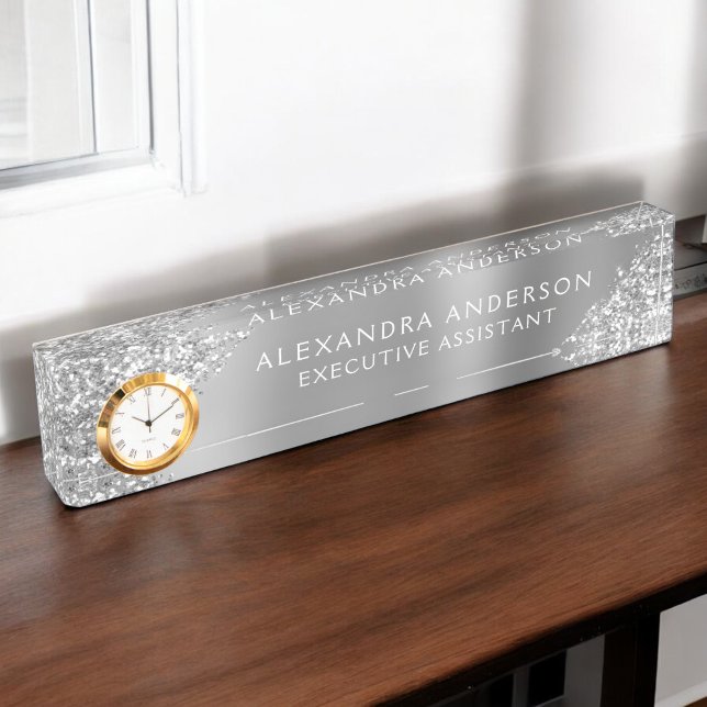 Placa De Nombre Purpurina de belleza profesional de lujo Silver Sp (Subido por el creador)