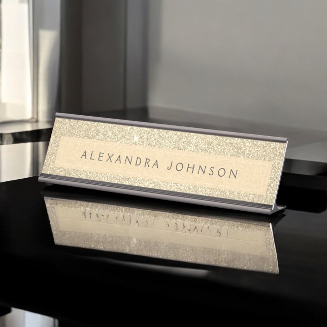 Placa De Nombre Purpurina de oro de lujo Sparkle Girly Modern (Subido por el creador)