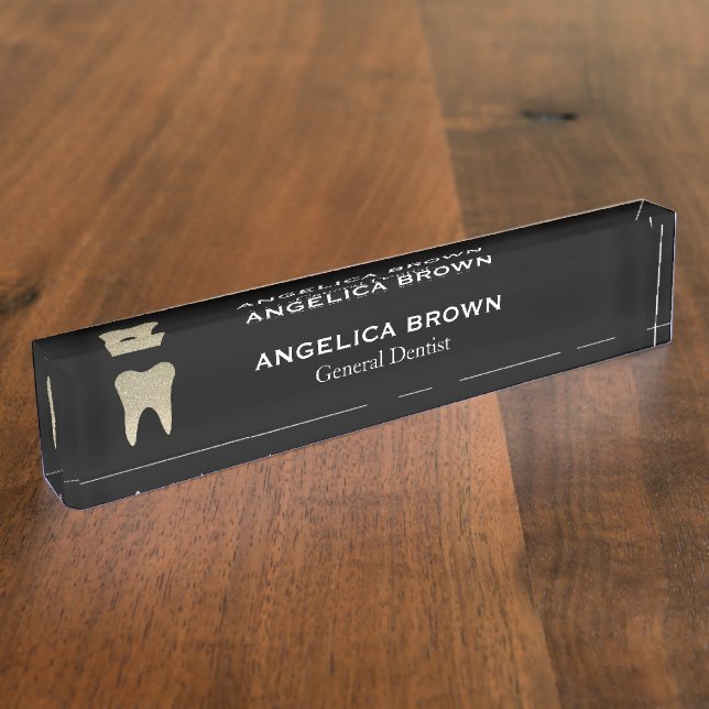 Placa De Nombre Purpurina dental (Lateral)