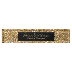 Placa De Nombre Purpurina Gold Elegance