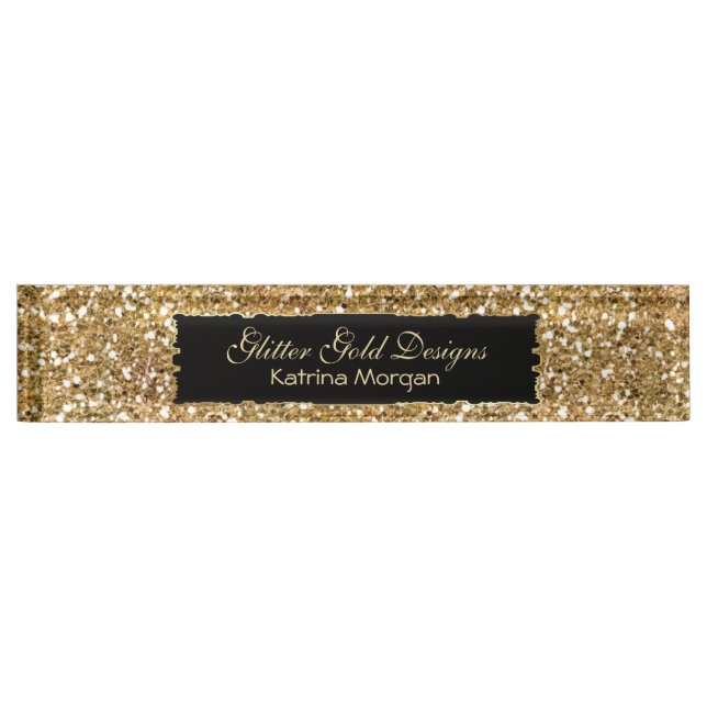 Placa De Nombre Purpurina Gold Elegance (Anverso)