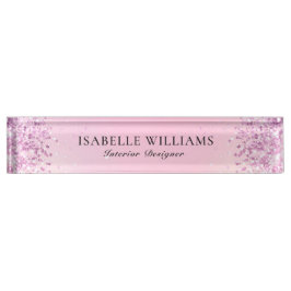 Placa De Nombre Purpurina Light Purple Faux