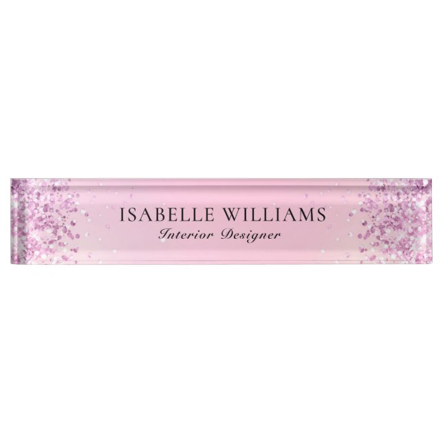 Placa De Nombre Purpurina Light Purple Faux (Anverso)