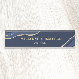 Placa De Nombre Purpurina profesional de la Marina Blue Marble Aga