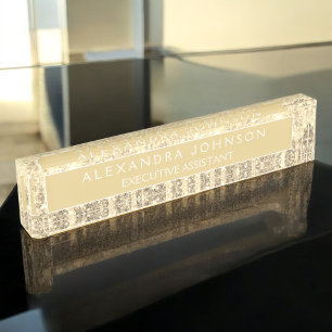 Placa De Nombre Purpurina profesional de oro de lujo moderno